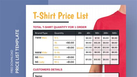 one shirt price